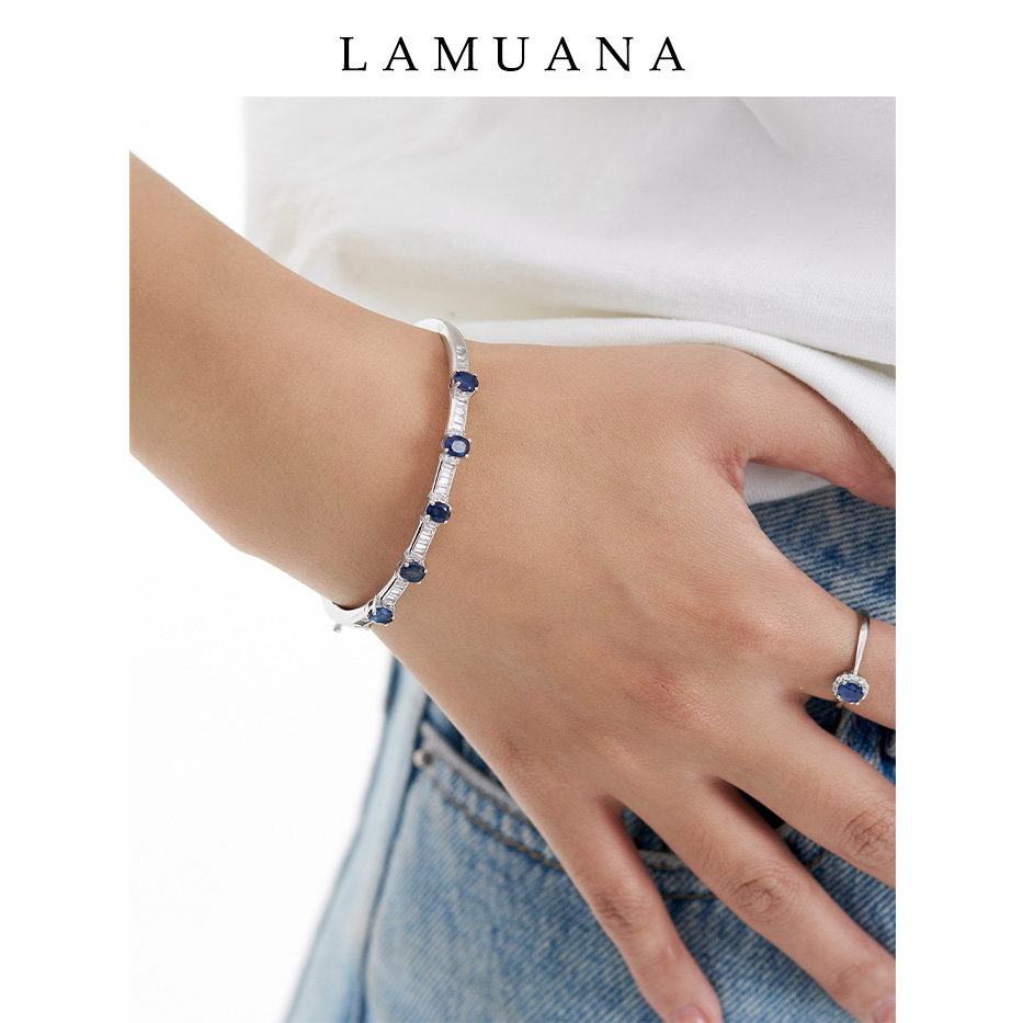 LAMUANA深海蓝宝排钻手镯轻奢宝石手链高级简约设计生日礼物59378