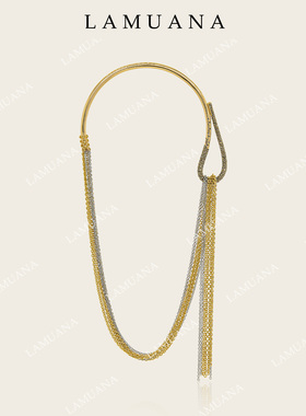 LAMUANA黑钻流苏项链高级小众设计感线条多戴法颈链女礼物95796