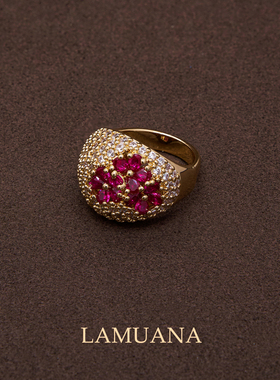 LAMUANA桃之夭夭戒指轻奢高级感红色宝石新年系列礼物97622