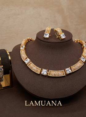 LAMUANA金表扣网钻系列小众高级复古法式闪钻项链耳钉手链95093