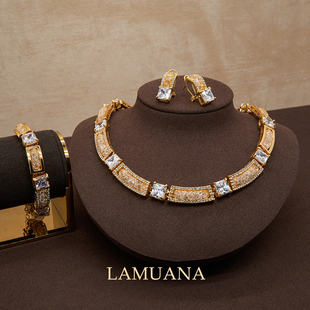 LAMUANA金表扣网钻系列小众高级复古法式闪钻项链耳钉手链95093