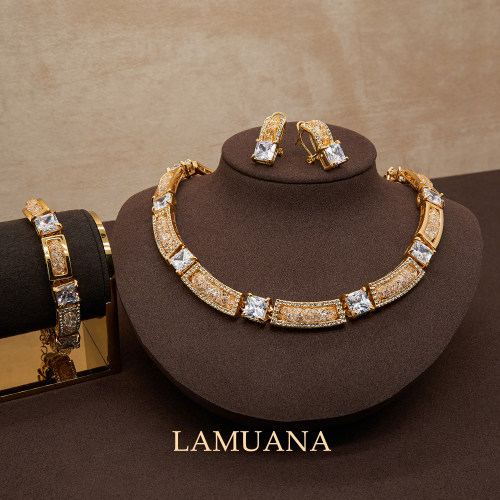 LAMUANA金表扣网钻系列小众高级复古法式闪钻项链耳钉手链95093