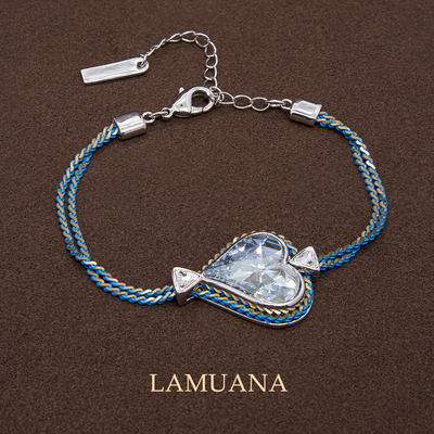 LAMUANA浅蓝金属牛仔爱心系列小众复古设计感爱心礼物手链12431