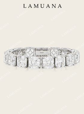 LAMUANAD级色泽白方糖系列高级轻奢s925银锆爆闪手链送礼女85124