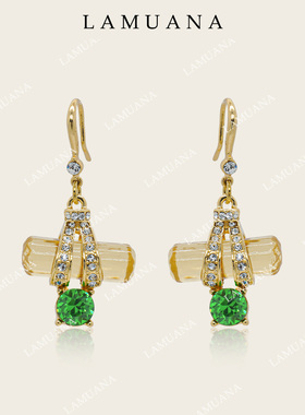 LAMUANA粉丝限量·福利款耳环黄绿夏日复古耳环新品女77310