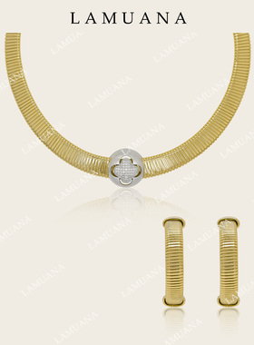 LAMUANA宽面蛇骨四叶草项链法式简约复古设计高级感锁骨链94164