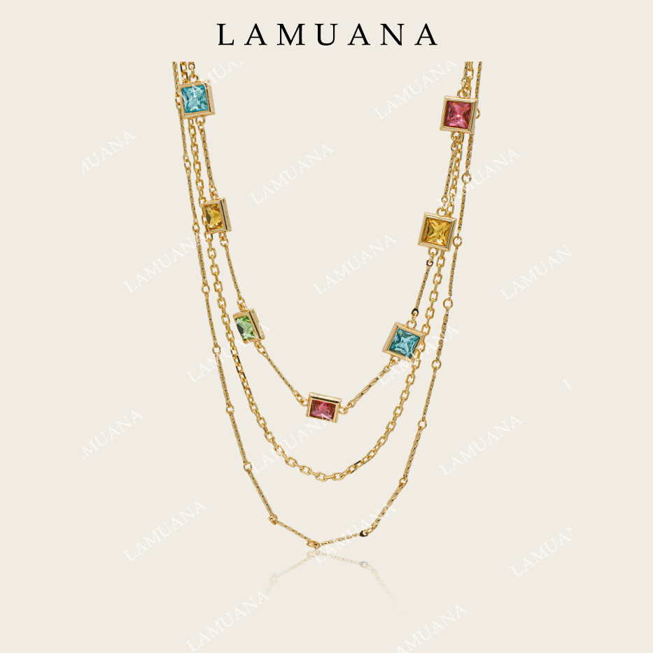 LAMUANA彩方糖多层项链小众设计复古叠戴颈链毛衣链女新72155,饰品/流行首饰/时尚饰品新,项链,淘宝优惠券,粉丝福利购,淘宝优惠卷