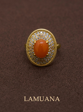 LAMUANA【轻奢彩宝】天然南红玛瑙星盘系列S925银红色戒指94997
