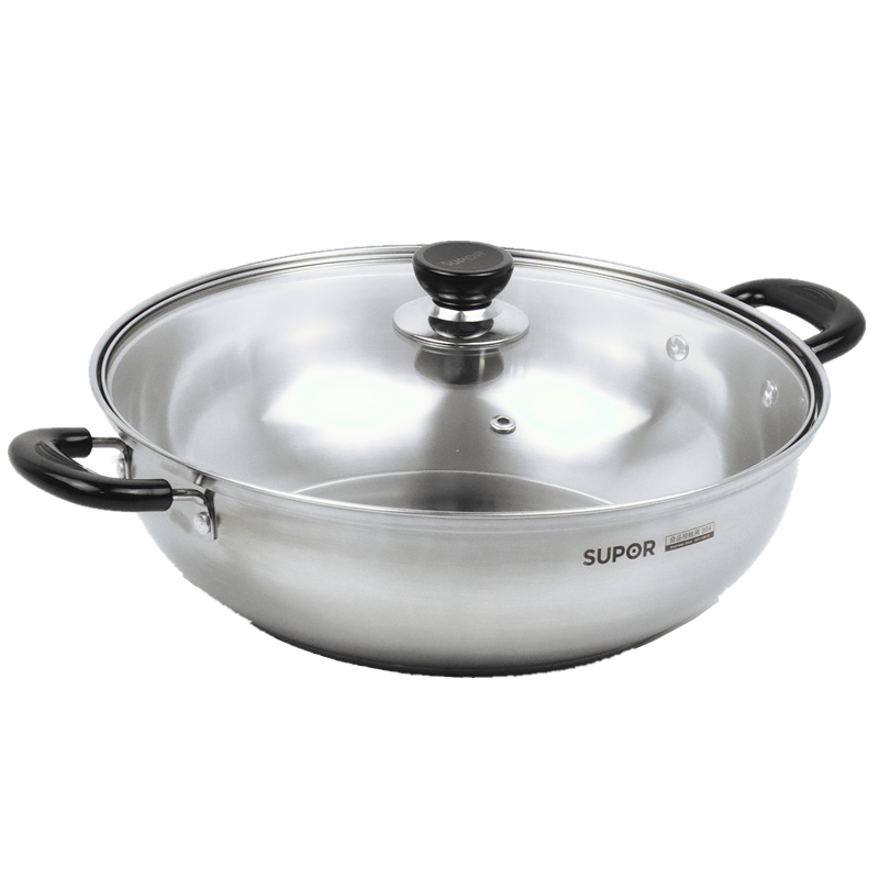 苏泊尔304不锈钢多用锅汤锅煮锅盆30cm电磁炉燃气火锅涮锅st30b5