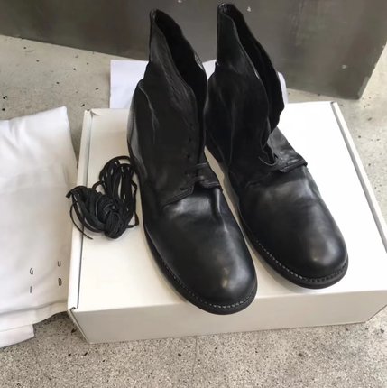 Guidi 995 黑色短靴 绑带 马皮