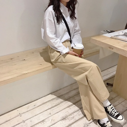 Real price has been tested for loose and long one-piece buckled wide-legged casual pants