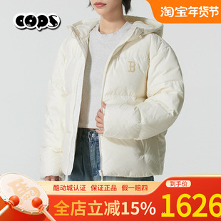 MLB短款连帽羽绒服男女情侣防泼水2025冬季新款短款外套3ADJB4056