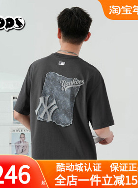 MLB短袖男女情侣25新款灰色复古涂鸦休闲运动短袖T恤3ATSM1053