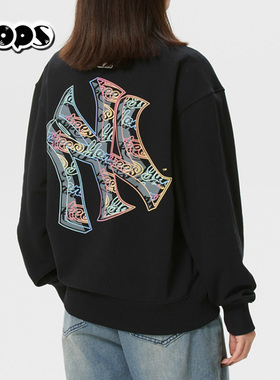 MLB26新款圆领卫衣涂鸦NY男女款宽松套头复古风运动外套3AMTB1161