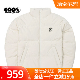 情侣款 新款 NY休闲宽松立领白色外套3ADJB2056 羽绒服25冬季 MLB短款