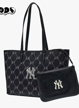 MLB男女同款大容量钻石老花托特包附零钱包2026春季新款3AORMJ16N