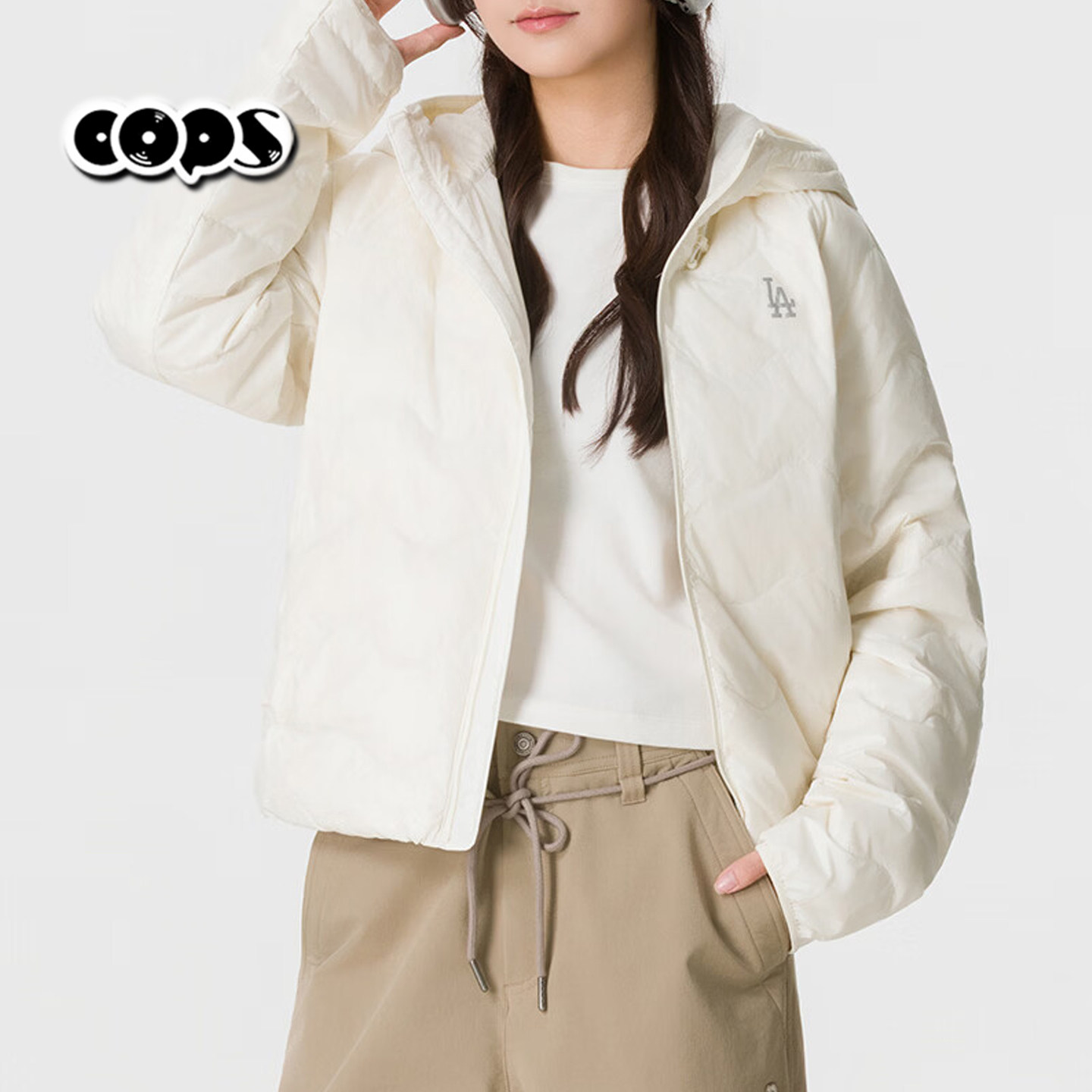 MLB女款羽绒服秋冬新款NY复古休闲连帽短款保暖棉羽外套3FDJB0166