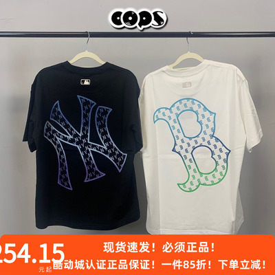 MLB男女情侣NY复古老花渐变短袖