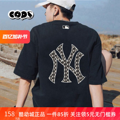 MLB短袖男女装夏季新款老花半袖大logo情侣上衣运动T恤3ATSM0663