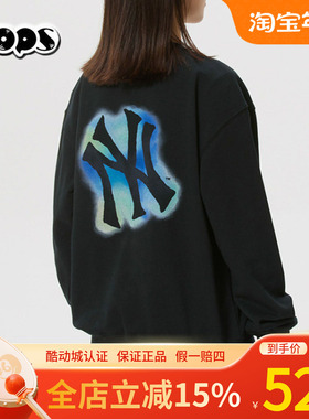 MLB圆领卫衣男女情侣宽松落肩袖长袖运动休闲套头衫黑色3AMTB0661