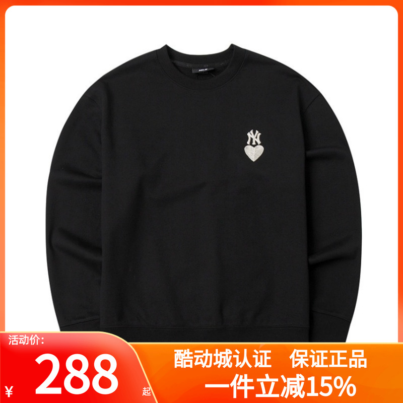 MLB男女情侣NY爱心刺绣圆领卫衣
