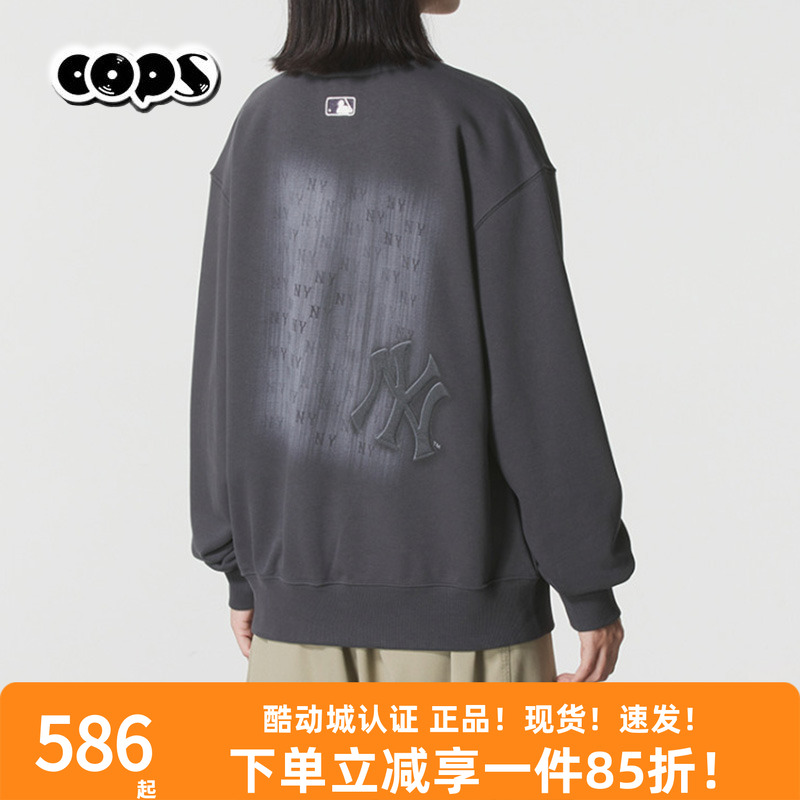 MLB男女2025秋季新款情侣时尚复古老花宽松休闲套头卫衣3AMTM0854