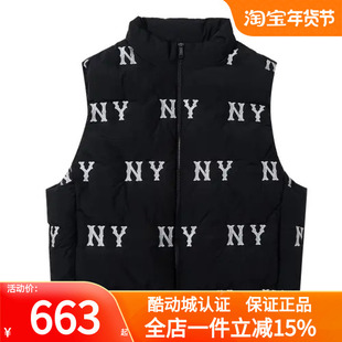 MLB羽绒马甲男女24款 DVG01 NY复古老花满标情侣羽绒背心3ADVG0146