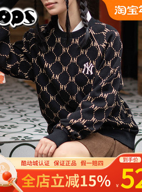 MLB男女情侣24款时尚舒适圆领钻石老花套头休闲运动卫衣3AMTM0144