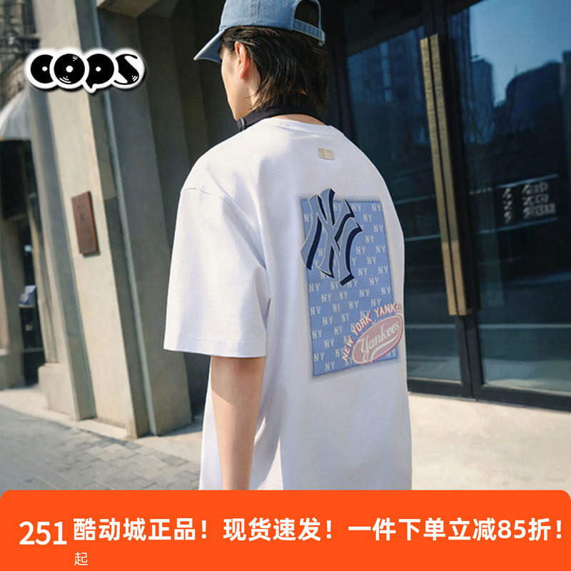 MLB短袖男女25新款NY老花情侣半袖休闲圆领纯棉运动T恤3ATSM2153图片
