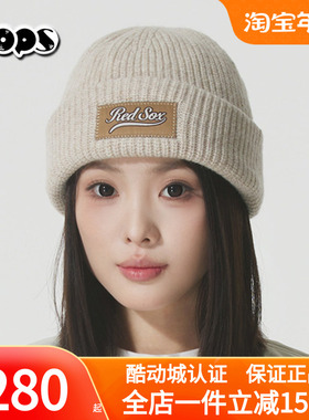 MLB帽子2025秋冬新款男女同款百搭保暖套头字母毛线帽3ABNBM656