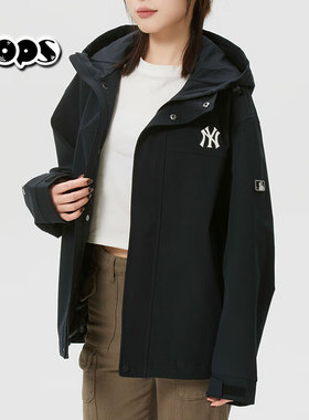 MLB冲锋衣男装女装春季2026新款工装风连帽运动夹克外套3AWJB0161