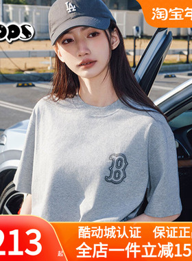 MLB灰色短袖男女情侣25新款大标涂鸦宽松运动休闲T恤3ATSB0353