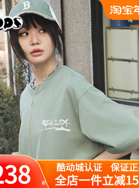 MLB短袖男女情侣25新款绿色大标涂鸦宽松运动休闲T恤3ATSB0353