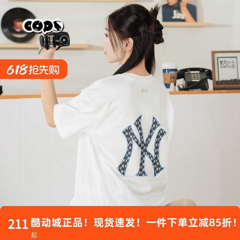 MLB老花短袖男女装情侣半袖夏季新款NY宽松上衣休闲T恤3ATSM0663