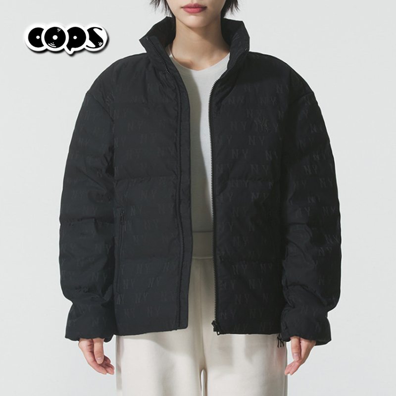 MLB情侣款老花满印短款面包服