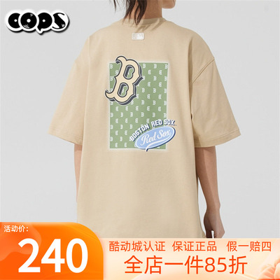 MLB短袖男女25新款NY老花情侣半袖休闲圆领纯棉运动T恤3ATSM2153