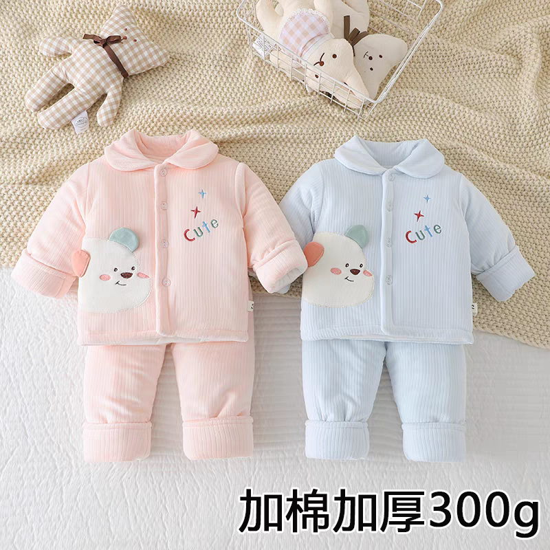 婴儿棉袄棉裤套装秋冬宝宝夹棉内胆保暖棉衣冬装棉服两件套分体