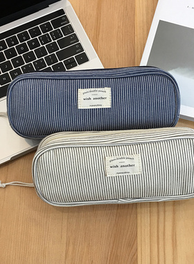 韩国笔袋纯色简约棉布女大学生小清新高中生初中可爱文具袋化妆包