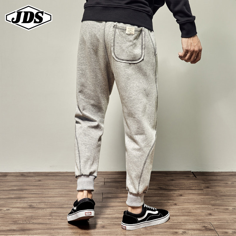 春秋加绒运动裤男羊羔绒卫裤休闲哈伦九分小脚裤收口束脚宽松潮牌