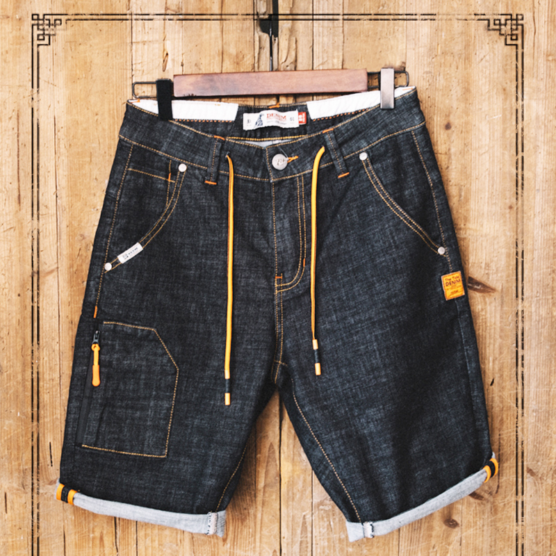 2020夏季新款牛仔短裤男潮宽松中国风修身五分裤休闲工装短裤薄款
