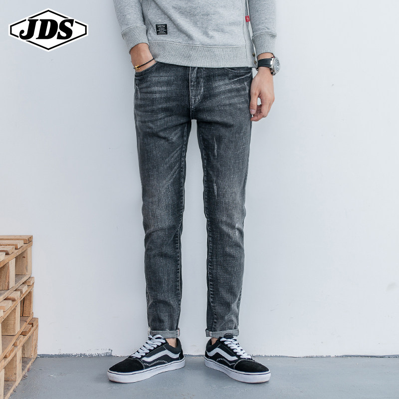春秋季修身直筒牛仔裤男潮流百搭洗水日系复古经典款男士休闲长裤