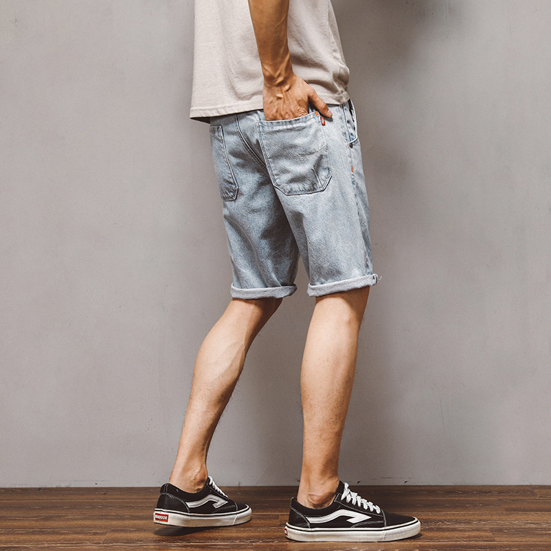 2020夏季牛仔破洞牛仔短裤男宽松休闲薄款大码5分裤修身五分裤潮