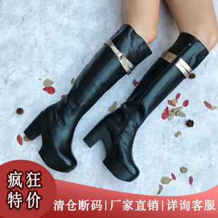 一席之地正品专柜促销特惠秋冬长筒靴子加绒舒适百搭粗跟高防水台