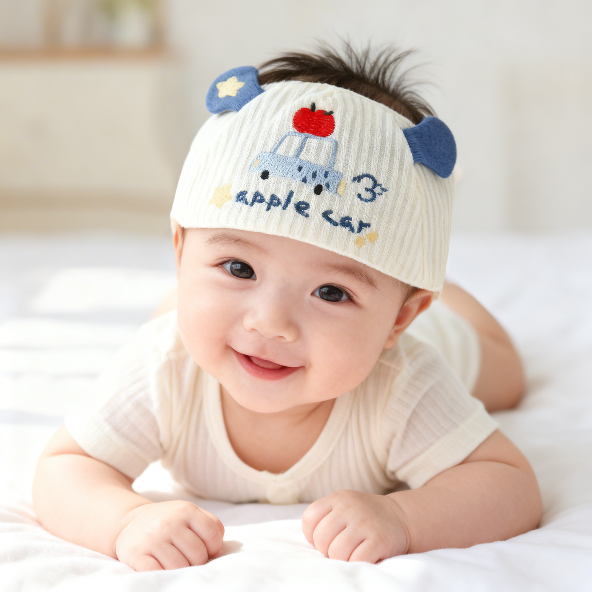 新生婴幼儿帽子夏季薄款纯棉无骨凉帽宝宝空顶护囟门帽空调房胎帽