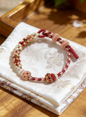 甜美手工编织绳新年红绳彩色手绳