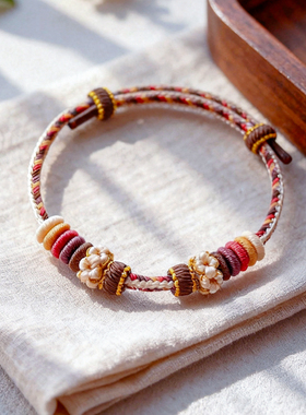 纯手工编织绳咖色手绳