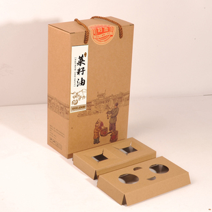 现货高档山茶油纸盒标签750ml橄榄油香油包装手提小磨香油礼品盒