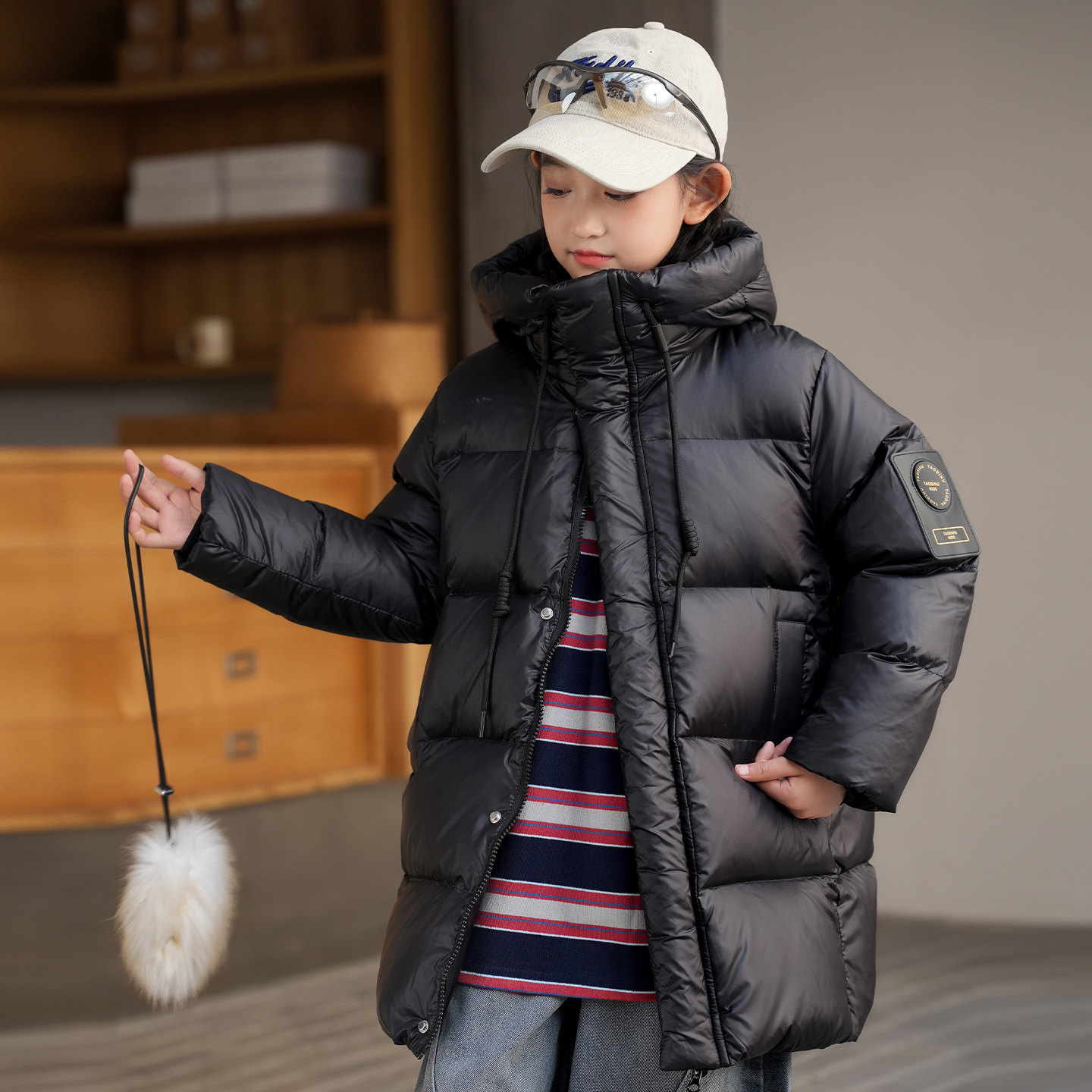 儿童加厚羽绒服2025新款男童中长款女童保暖中大童90白鸭绒外套