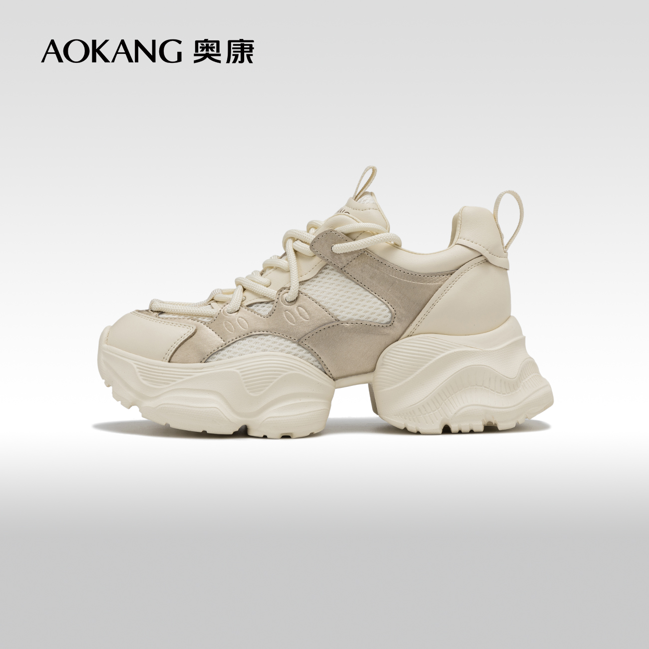 奥康时尚厚底增高老爹鞋