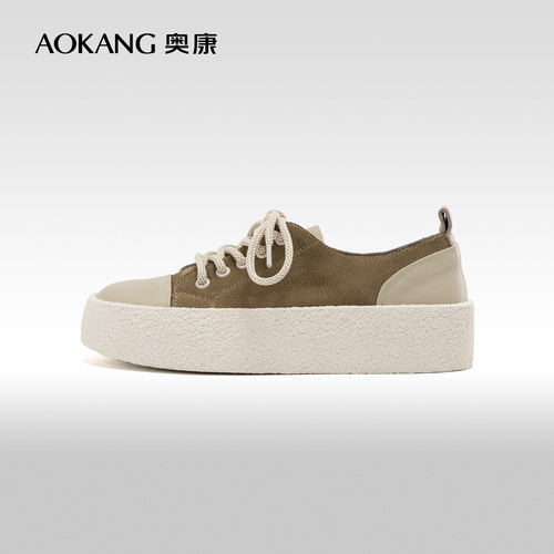 奥康真皮小众拼接勃肯鞋
